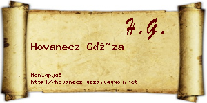 Hovanecz Géza névjegykártya