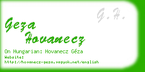 geza hovanecz business card