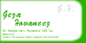 geza hovanecz business card